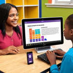 **

A dynamic and colorful digital literacy learning environment. Depict diverse adult learners engaging with interactive educational materials on tablets and laptops. Show multimedia elements like videos, animations, and games enhancing the learning experience. Highlight accessibility features such as adjustable font sizes and clear visual layouts. The overall scene should convey inclusivity, engagement, and the transformative power of digital literacy.

**