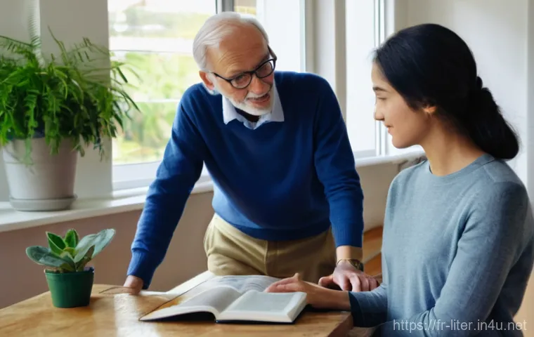 문해교육사 직업 가치관 정립하기 - **Prompt 1: Empathy and Human Connection in Adult Education**
    "A heartwarming scene inside a wel...
