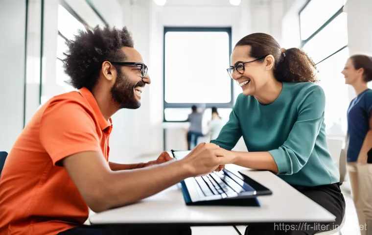 문해교육사와 학습 목표 달성 연구 - **Prompt:** "A compassionate and attentive female educator, in her late 40s with kind eyes and a war...