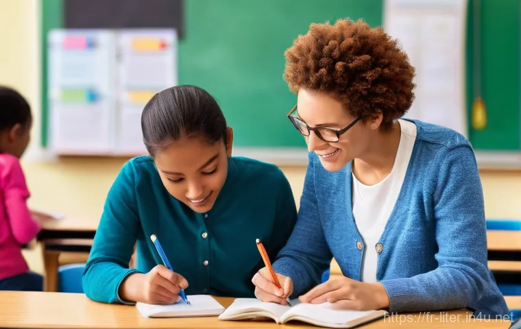 문해교육사 직무 스트레스 관리 - **A serene moment of conscious breathing:** A professional, adult literacy trainer, either male or f...