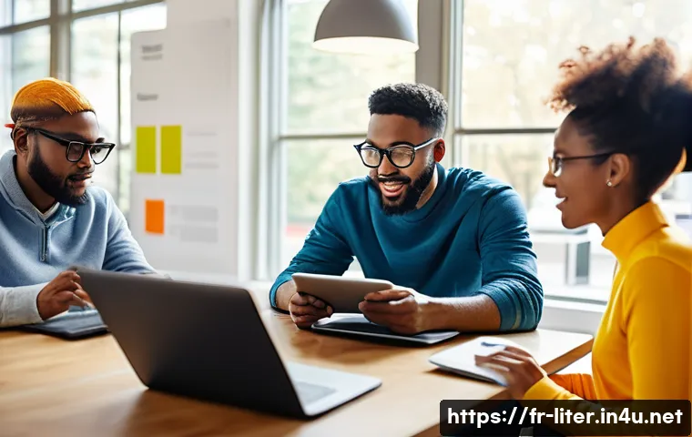 문해교육사와 자기 성장 경험 - **Prompt:** A diverse group of adults, ranging from young professionals to seniors, gathered in a br...