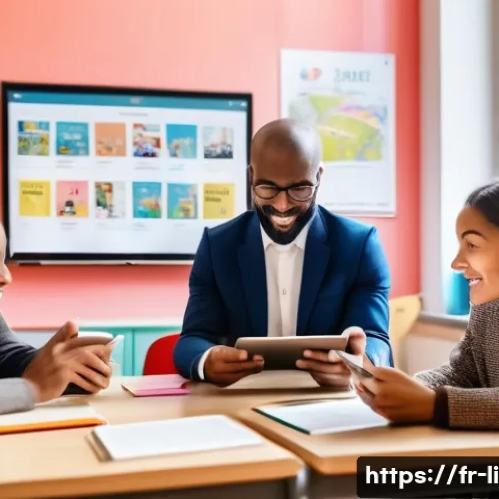 문해교육사와 직업 만족도 연구 결과 - A diverse group of literacy educators in a modern, well-equipped classroom in Paris, France, collabo...