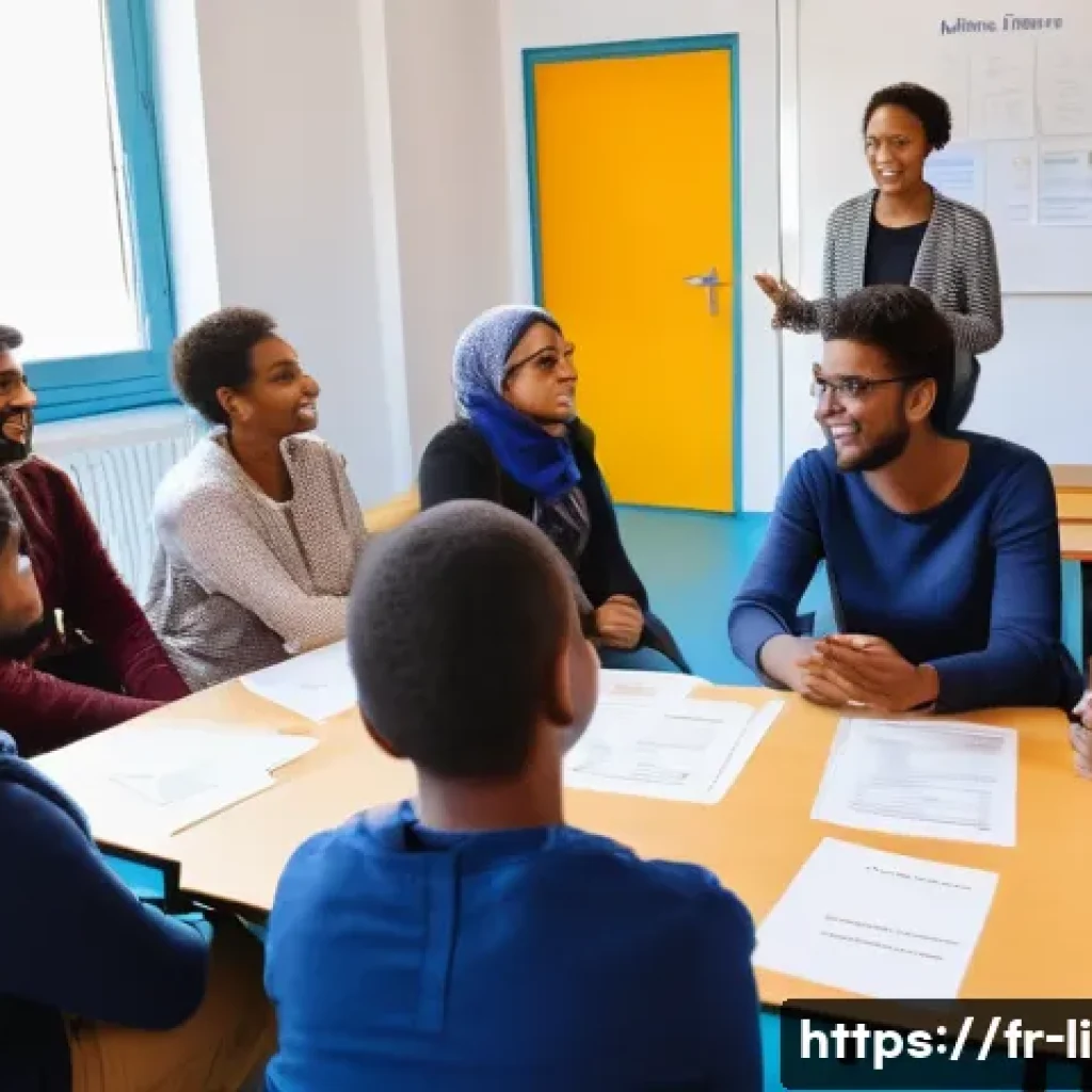 문해교육사와 이직 시 면접 성공법 - A professional adult literacy educator confidently delivering a workshop in a bright, welcoming comm...