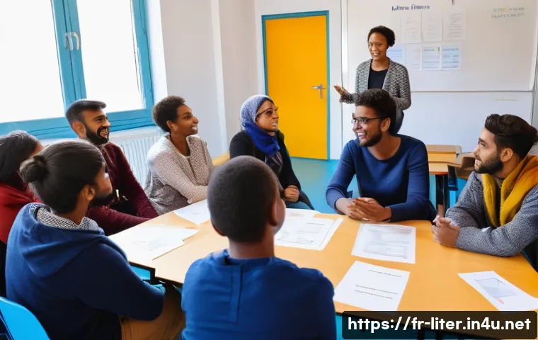 문해교육사와 이직 시 면접 성공법 - A professional adult literacy educator confidently delivering a workshop in a bright, welcoming comm...