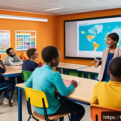 문해교육사와 학습 지도 시뮬레이션 - A diverse group of adult learners in a modern classroom setting, featuring individuals with differen...