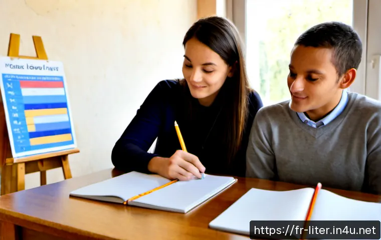 문해교육사와 학습 성과 분석 사례 - Photorealistic adult literacy educator in a welcoming community learning center in Lyon, France, sea...